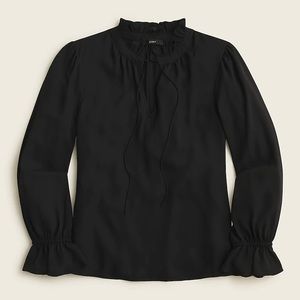 J. Crew Drapey Ruffle Tie Neck Top